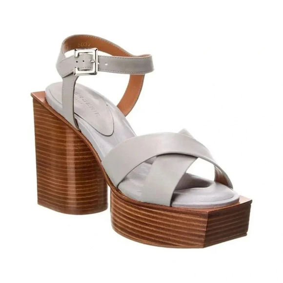 Robert Clergerie Shoes - Robert Clergerie Gray Vaina Leather Platform Sandal Size 37